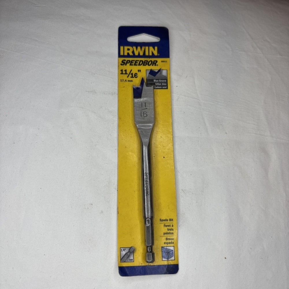 Irwin Speedbor Spade Bit‎ Unisex 11/16" Silver New 88811 Wood Drill Bit